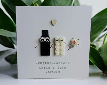 Personalised Lego Brick Wedding Card | Handmade Engagement Anniversary Gift Keepsake