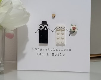 Personalised Congratulations Wedding Card | Lego Design | Wedding Gift | Anniversary | Engagement | Mr & Mrs | Just Married | Newly Wed