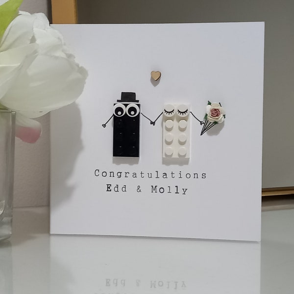 Personalised Congratulations Wedding Card | Lego Design | Wedding Gift | Anniversary | Engagement | Mr & Mrs | Just Married | Newly Wed