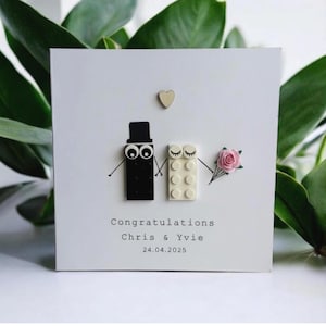 Personalised Lego Brick Wedding Card | Handmade Engagement Anniversary Gift Keepsake