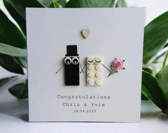 Personalised Lego Brick Wedding Card | Handmade Engagement Anniversary Gift Keepsake