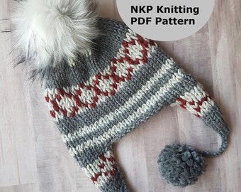 Fair Isle Knitting Pattern, Seymour Beanie Pattern, Fair Isle Pattern, Ear-Flap Knitting Pattern, DIY Knit Pattern, Knit Tutorial, Knit Hat