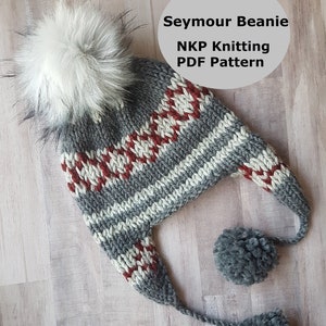 Fair Isle Knitting Pattern, Seymour Beanie Pattern, Fair Isle Pattern, Ear-Flap Knitting Pattern, DIY Knit Pattern, Knit Tutorial, Knit Hat