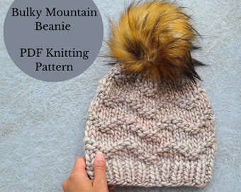 Bulky Mountain Beanie Knitting Pattern, Knitting Pattern, Knit Beanie Pattern, Beanie Knitting Pattern, DIY Knit Pattern, Knit Tutorial