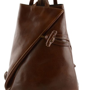 Leather Backpack for Women with Zipped Straps