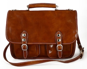 Business Briefcase in Genuine Leather 2 compartments mod. Medium 37x28x10 cm