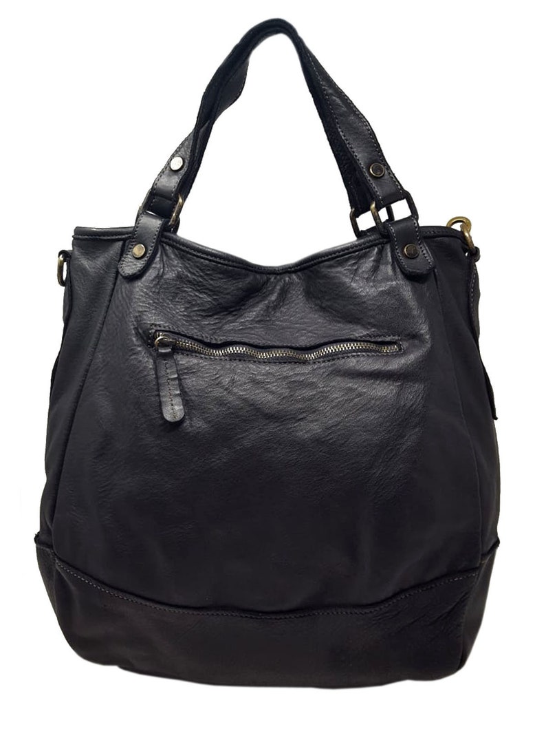 Genuine Leather Shopper Bag With Braiding - Etsy