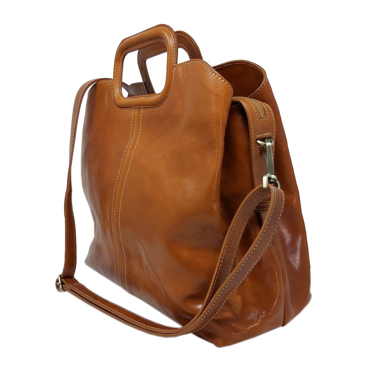 Genuine Leather Handbag with Shoulder Strap | Etsy