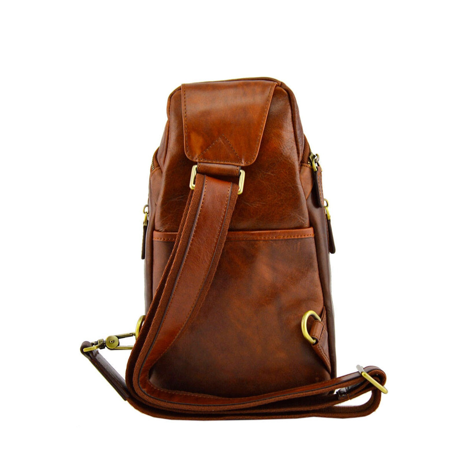 Genuine Leather Monoshoulder Strap Backpack for Man Etsy