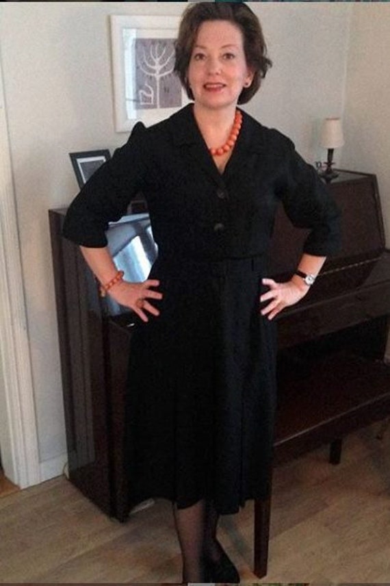 50s vintage dress, 50s black dress, 50s dress Swed