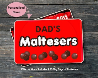 Personalised MALTESERS tin/ Father's Day  / Dad Gift /Birthday /Thinking of you/ celebration / Grandads Gift /Chocolate lover gift