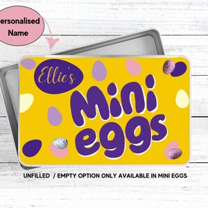 Personalised CREME EGG tin / Birthday /Easter /Valentine/Thinking of you / celebration / Stocking Filler /Secret Santa /Chocolate lover gift Mini Eggs