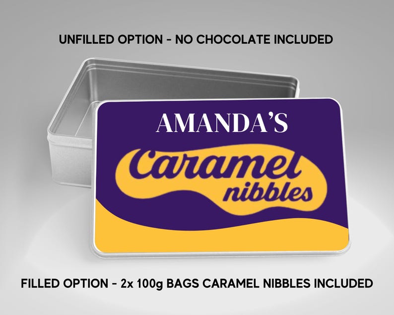 Personalised CREME EGG tin / Birthday /Easter /Valentine/Thinking of you / celebration / Stocking Filler /Secret Santa /Chocolate lover gift Caramel Nibbles