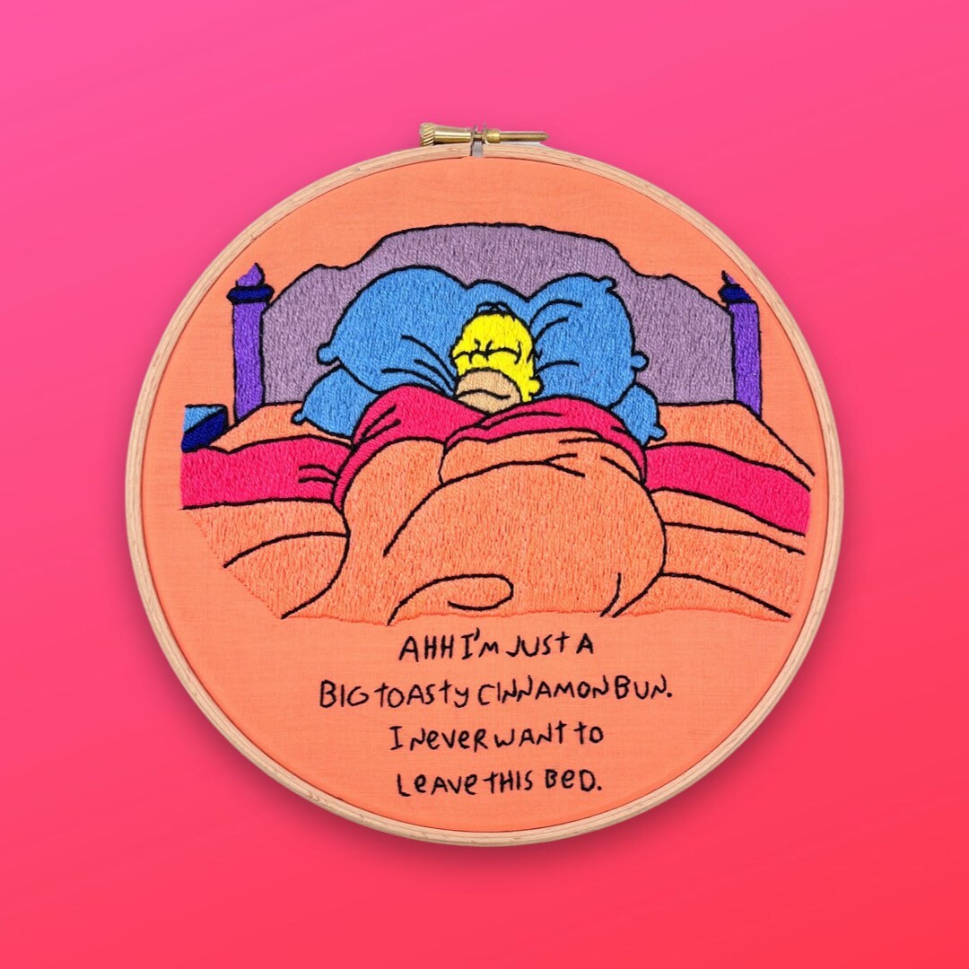 Big Toasty Cinnamon Bun Embroidery Hoop Art Homer Simpson Etsy