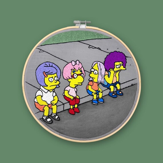Los niños de Los Simpson con pelucas arte del aro bordado de - Etsy México Los niños de Los Simpson con pelucas arte del aro bordado de - Etsy México