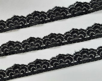 Black Elastic Lace, 16mm width