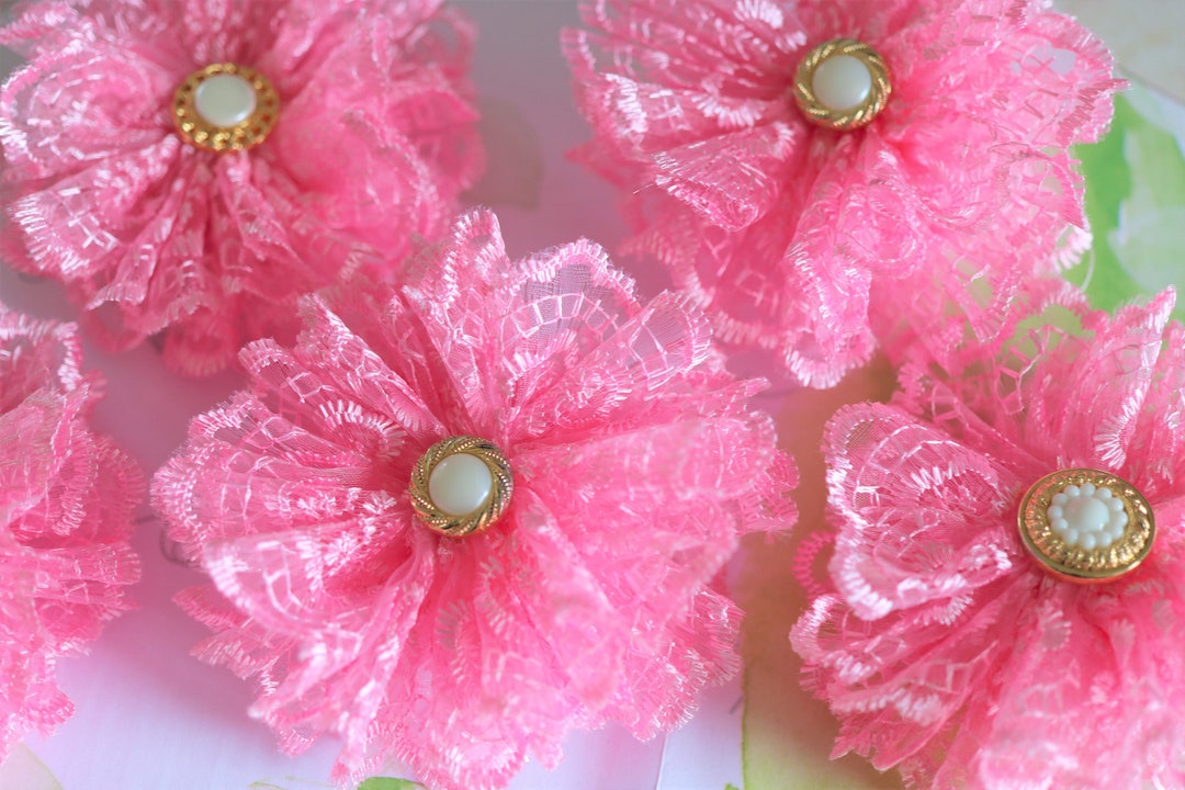 Fabric Flower Made of Lace Pink Lace Flower Etsy UK