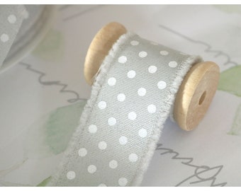 Gray Polka Dot Ribbon, 32 mm