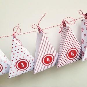 Advent Calendar Boxes, Christmas Countdown Gift Boxes, Printable Advent Calendar, Instant Download