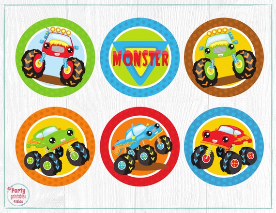 Monster Truck Cupcake Toppers Monstertruck Birthday Tag | Etsy