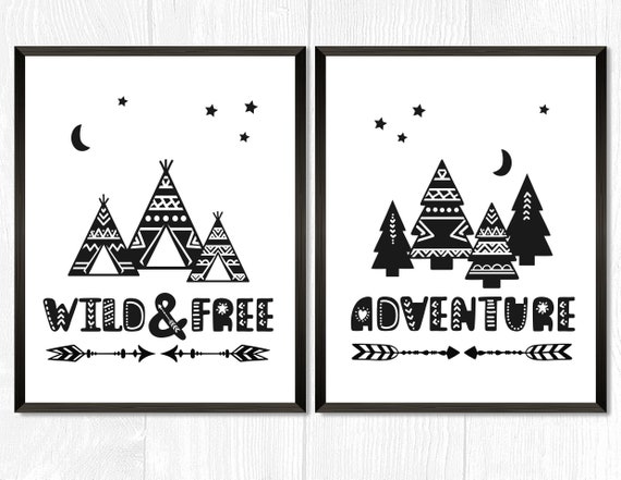 Arte De Pared Salvaje Y Libre Arte De Aventura Teepees Etsy
