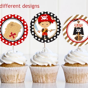 Pirate Cupcake Toppers, Birthday Tags Pirates, Printable Toppers,