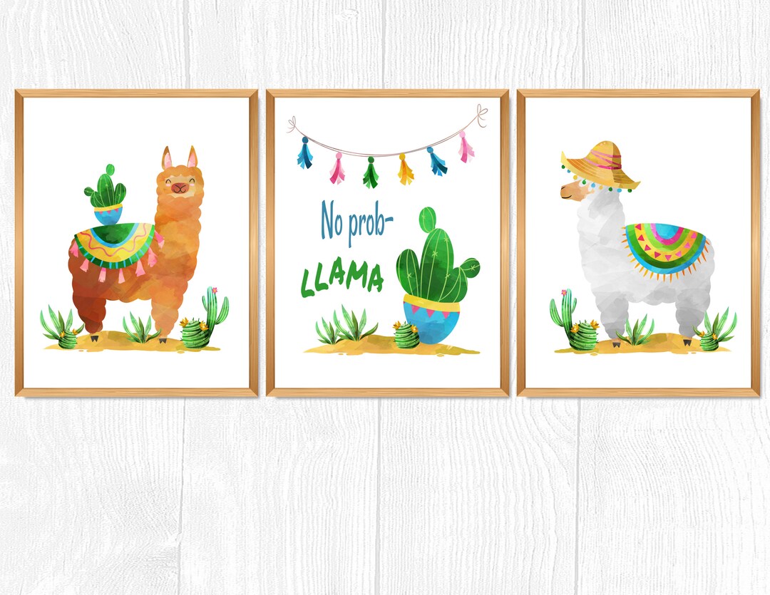 Llama Wall Art Set of 3 No Prob Llama Llama Print Etsy
