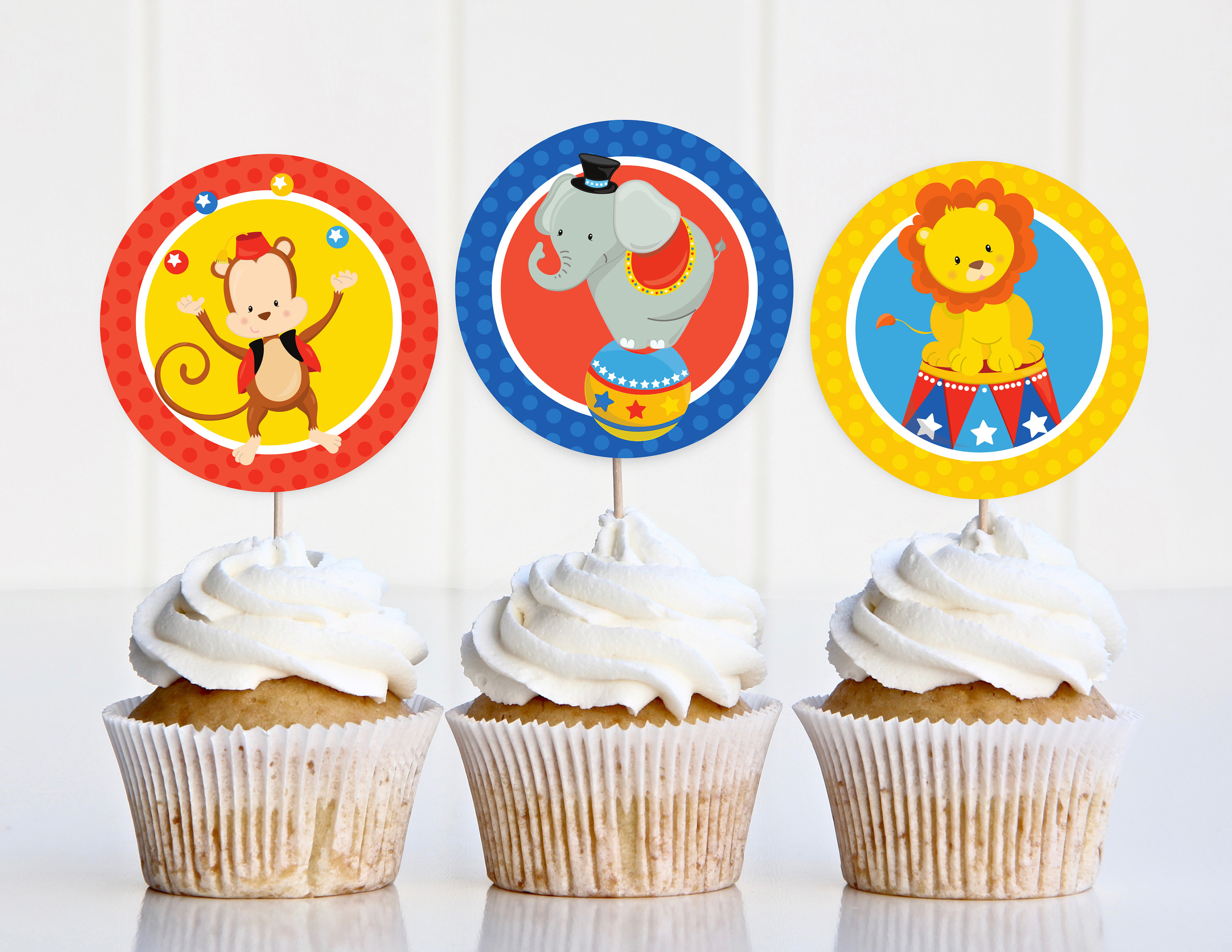 Circus Cupcake Toppers, Circus Birthday Party Decorations, Printable ...
