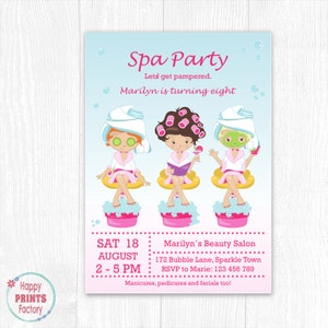 Invitation Spa Party, Spa Party, Beauty Party Invitation, Printable PDF, Editable File, Personalize at home with Adobe Reader