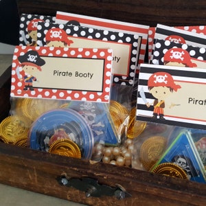Pirate Treat Bag Toppers, Pirate Favor Tags, Printable PDF, Editable File, Personalize at home with Adobe Reader