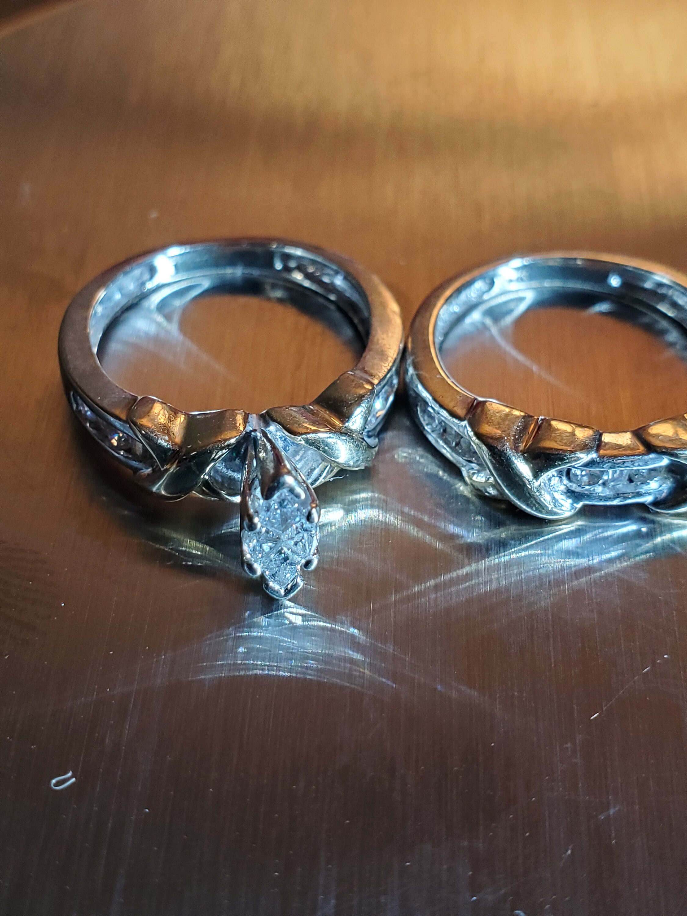 Wedding Ring Set Yellow and White Gold Natural Diamonds 14k Etsy UK