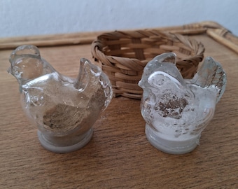 Vintage Glass Chicken in a Basket Salt & Pepper Set