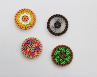 Cute Donut Magnet Set; Handmade From Perler Beads; Can Be Used For Refrigerator, Filing Cabinet, Mirror, Dry Erase Board