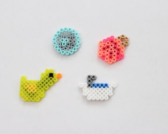 Cute Bath-Themed Magnet Set; Handmade From Perler Beads; Can Be Used For Refrigerator, Filing Cabinet, Mirror, Dry Erase Board