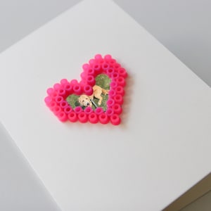 Cartão fotográfico Perler Bead Heart (personalizado!) para aniversário, casamento, dia dos namorados, aniversário, só porque sim, amizade