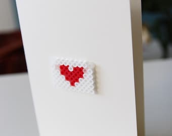 Piccola busta a forma di cuore con perline Perler per compleanno, anniversario, San Valentino, semplicemente perché, amicizia