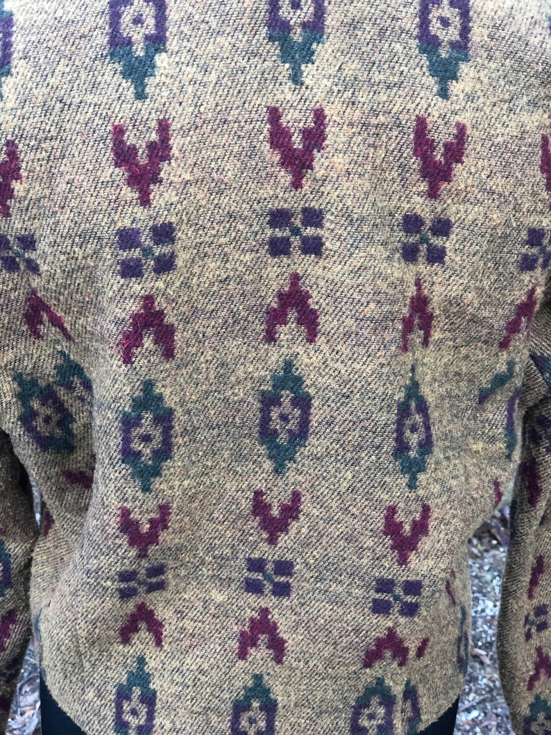 Vintage \u201cMixed Blues\u201d cropped Western Cowgirl Southwestern Print Jacket Blazer Size Medium