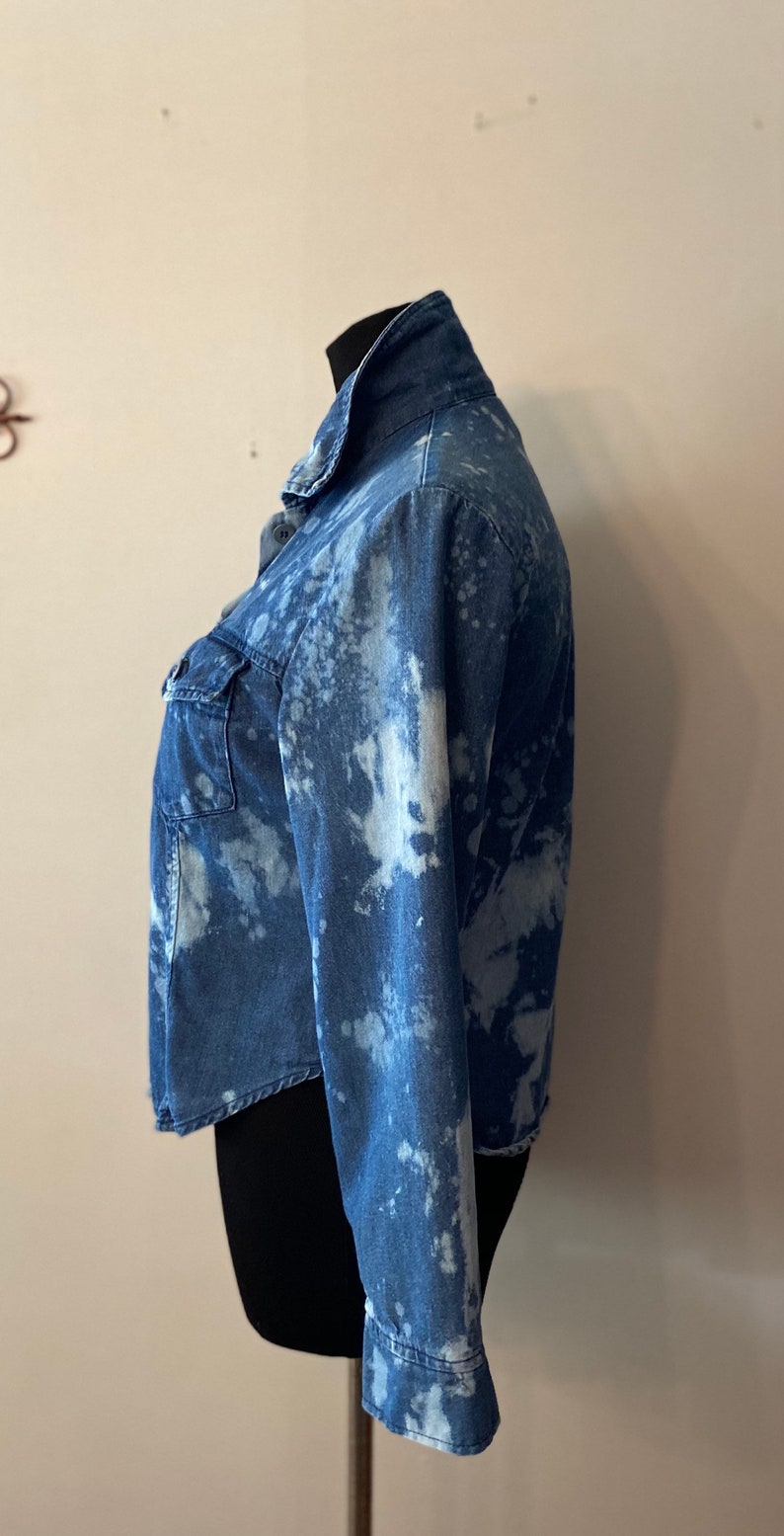 Upcycled Denim Cotton Shirt ~Bleached~ Size XS
