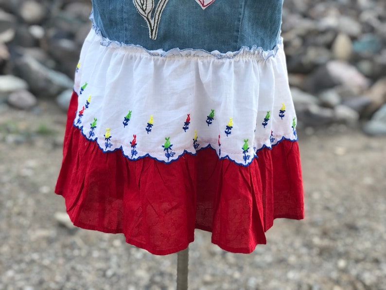 Upcycled OOAK Boho Gypsy Short Cowgirl ~Shirt~Tunic~ Vest Embroidered Rose Appliqu\u00e9 on Back size M