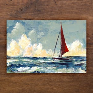 Postal de vela roja de 4 x 6 pulgadas