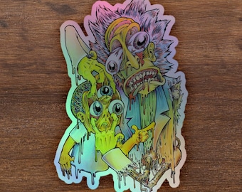 Pegatina holográfica de Rick y Morty del tercer ojo