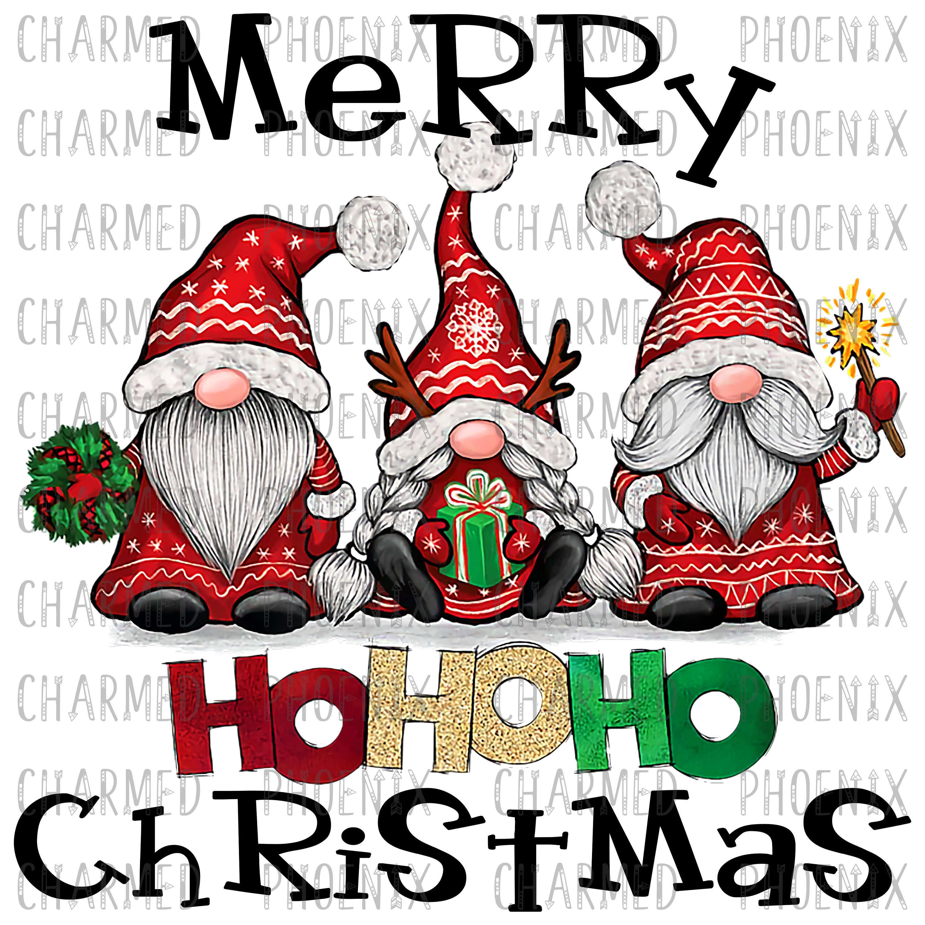 Ho Ho Ho Christmas Gnome digital download png jpeg