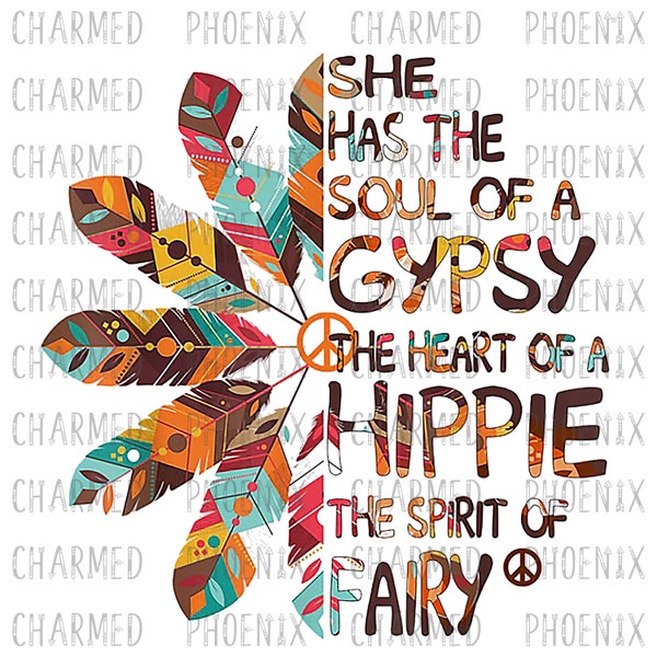 She's a Gypsy-Hippie-Fairy-Love-PNG-JPEG-Sublimation-T Shirt-Printable-Vinyl