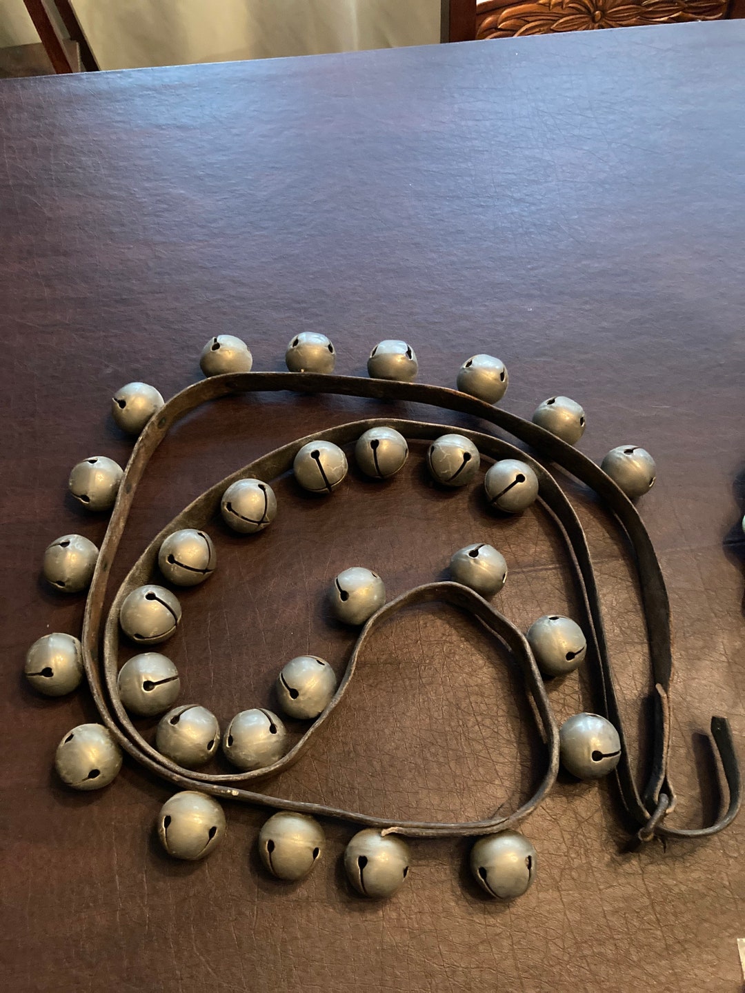 Antique Vintage Sleigh Bells 30 Bells on 66leather Strap Etsy