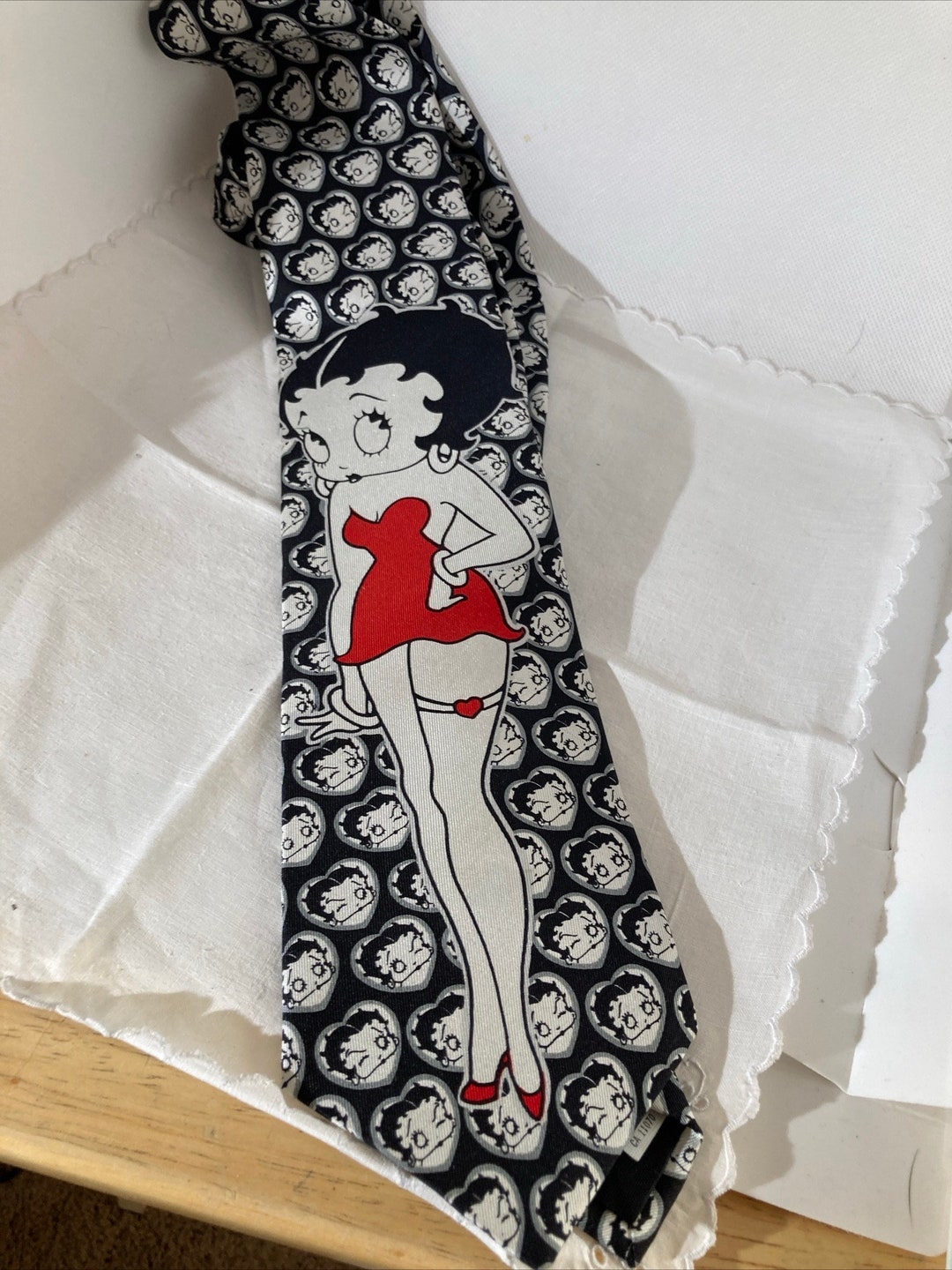 Betty Boop Black & White Red Dress Garter Silk Necktie Tie RM Style Made in USA - Etsy