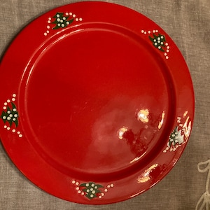Vintage, Waechtersbach, 12&quot; Christmas Tree Platter Cake/Chop Tray Round Serving Plate, red