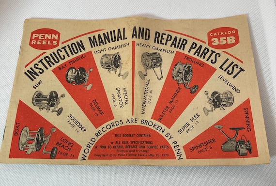 1973 Penn Reels Instruction Manual and Repair Parts List. -  Canada