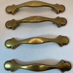 Set of 4, Amerock, Cabinet,  Pulls,  Antiqued, Brass, Kitchen, Cabinet, Dresser, Cupboard. Includes Screws. #160.