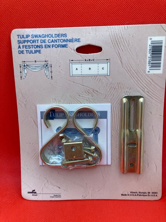 Kirsch Tulip Swagholders 1 Pair Brass Finish #5470-63 Vintage USA. New in original packaging.
