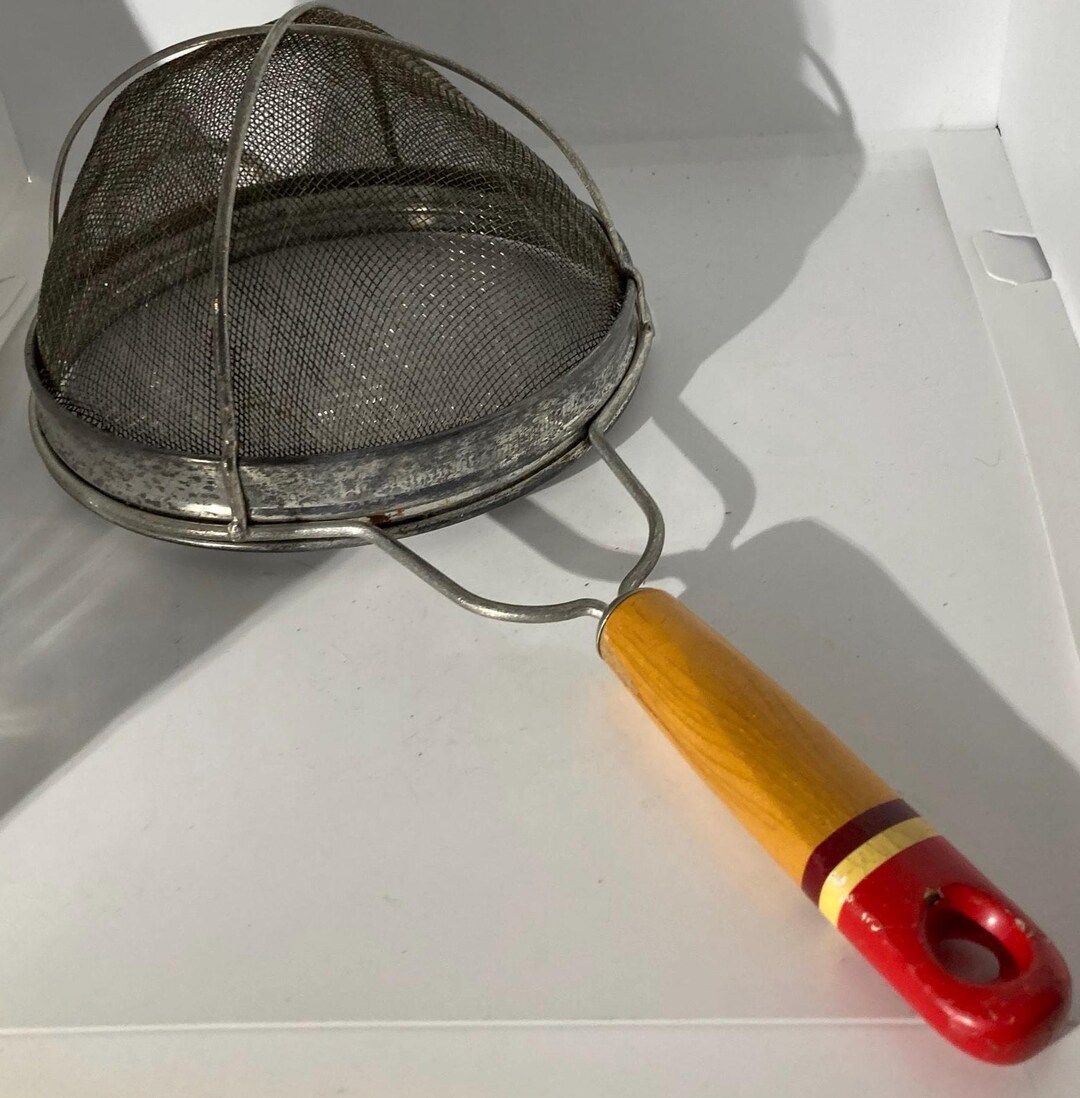 Vintage 14” Androck Kitchen Mesh Strainer With Wood Handle. - Etsy